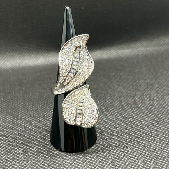Sterling Silver 925 Adjustable Double Leaf Ring - Picture 5 of 10